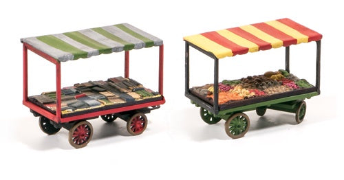 SS37 Market Stalls, 4 wheel Barrows Inc. Loads (OO)